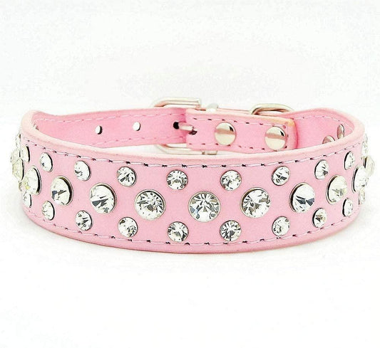 Rhinestone Dog Collar Bling Rhinestone PU Leather Crystal Diamond Pet Dog Cat