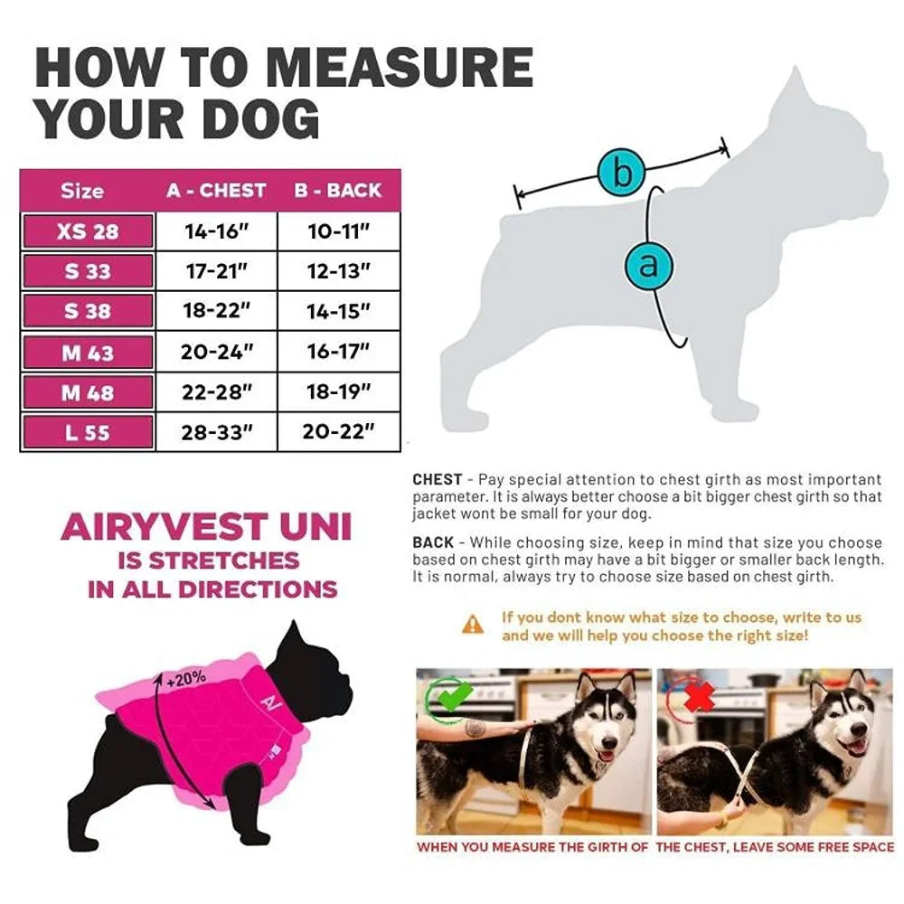 AiryVest Dog Winter Coat UNI   Lightweight Reversible Warm Dog Jacket   Water