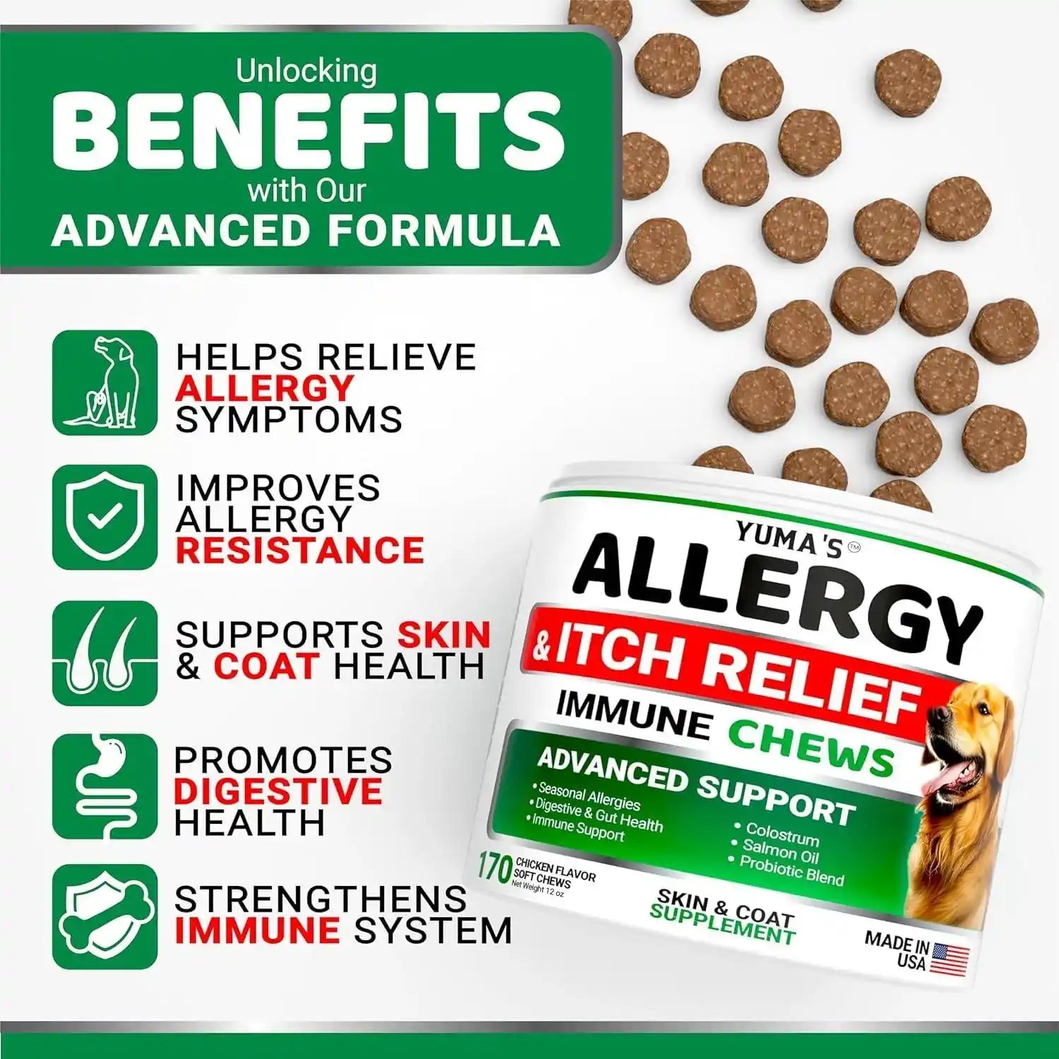 Allergy Chews for Dogs Immune Booster Nutrient Rich Formula Vet Approved