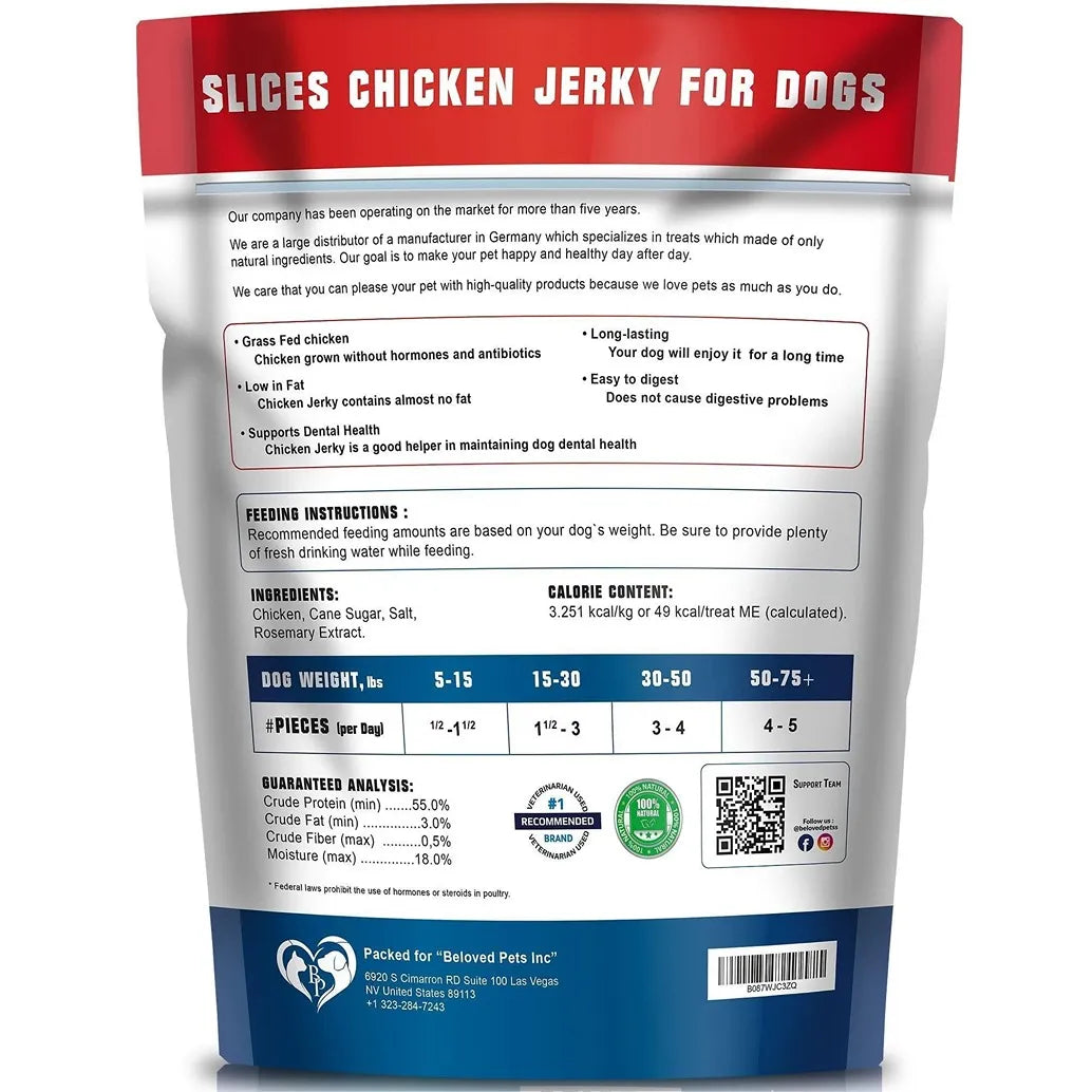 Chicken Jerky Dog Treats 1.5 Lb Human Grade Pet Snacks & Grain Free Organic
