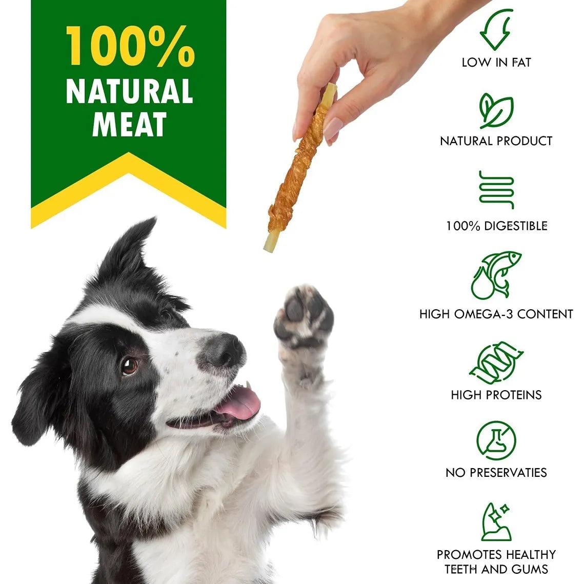 Cod Sticks Dog Treats Chicken Wrapped All Natural Rawhide Free & Grain Free