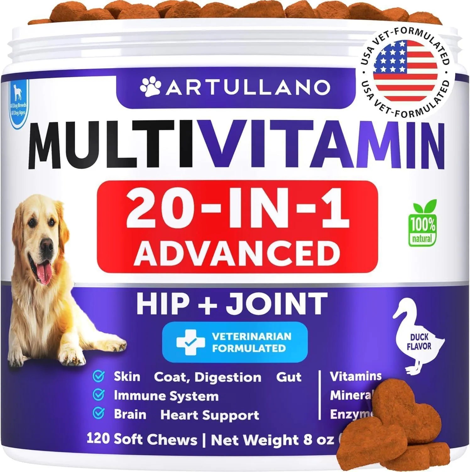Dog Multivitamin Chewable with Glucosamine 20 in 1 Dog Vitamins and