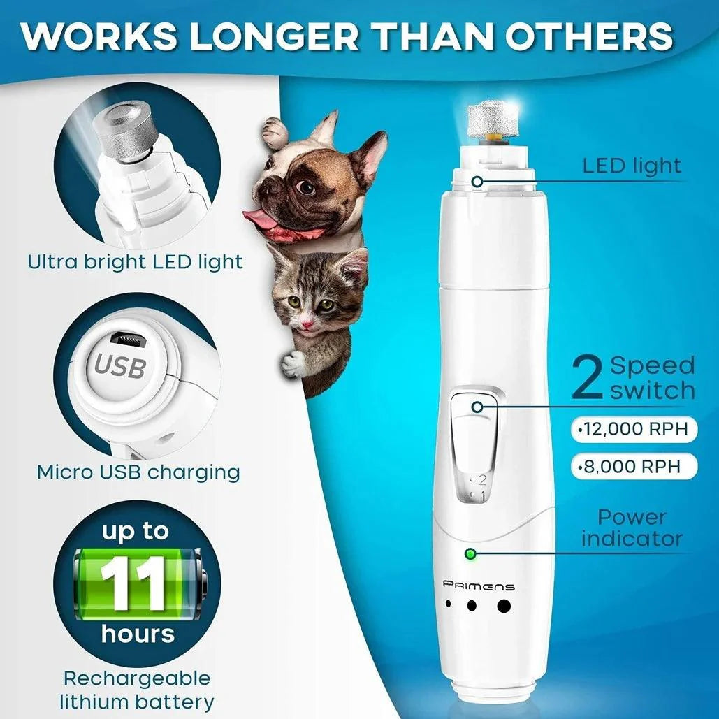Dog Nail Grinder with LED Light Rechargeable Dog Nail Grinder for Large Dogs