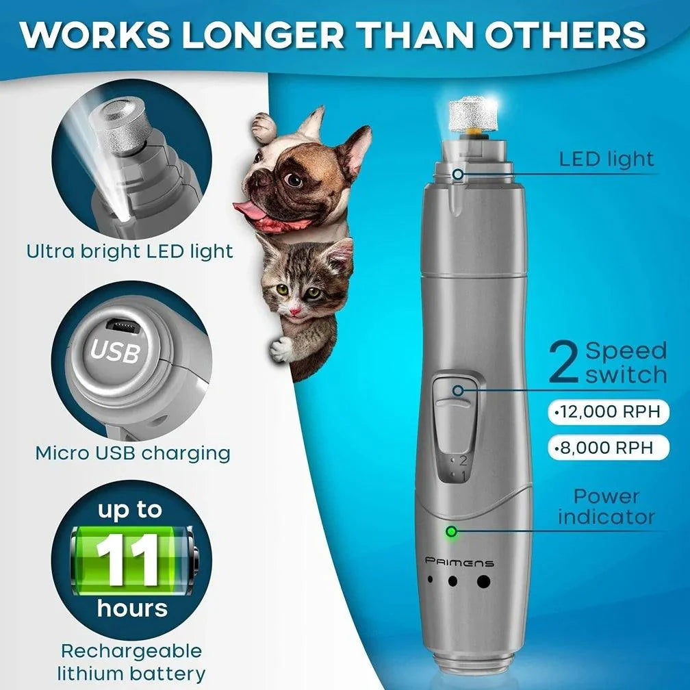 Dog Nail Grinder with LED Light Rechargeable Dog Nail Grinder for Large Dogs