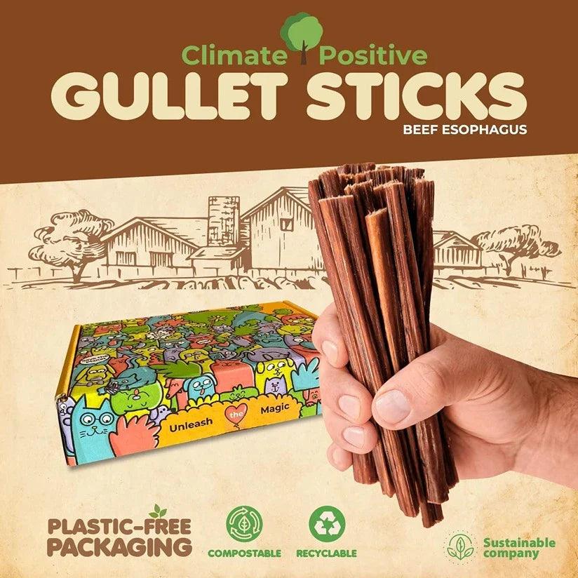 Gullet Sticks 100% Natural Beef Esophagus Dog Chews 6” Premium Dog Treats for