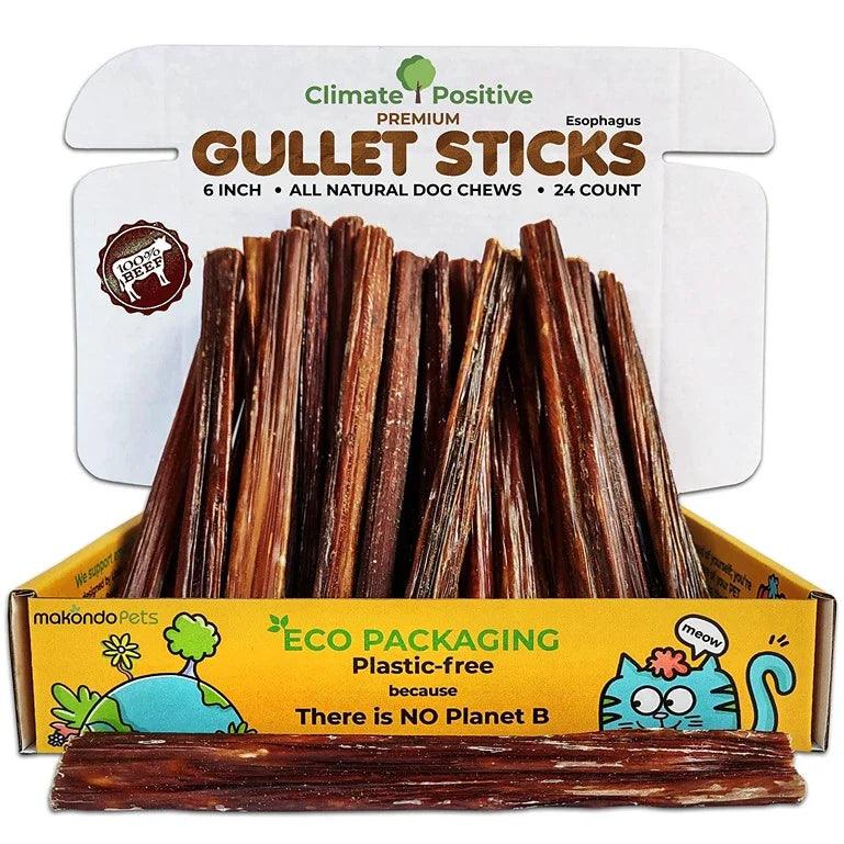 Gullet Sticks 100% Natural Beef Esophagus Dog Chews 6” Premium Dog Treats for