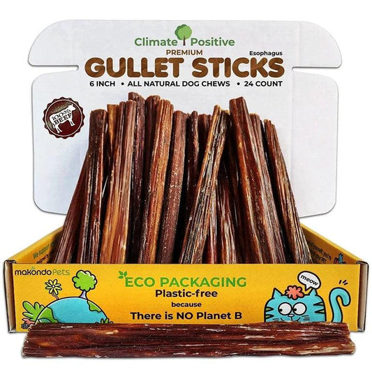 Gullet Sticks 100% Natural Beef Esophagus Dog Chews 6” Premium Dog Treats for