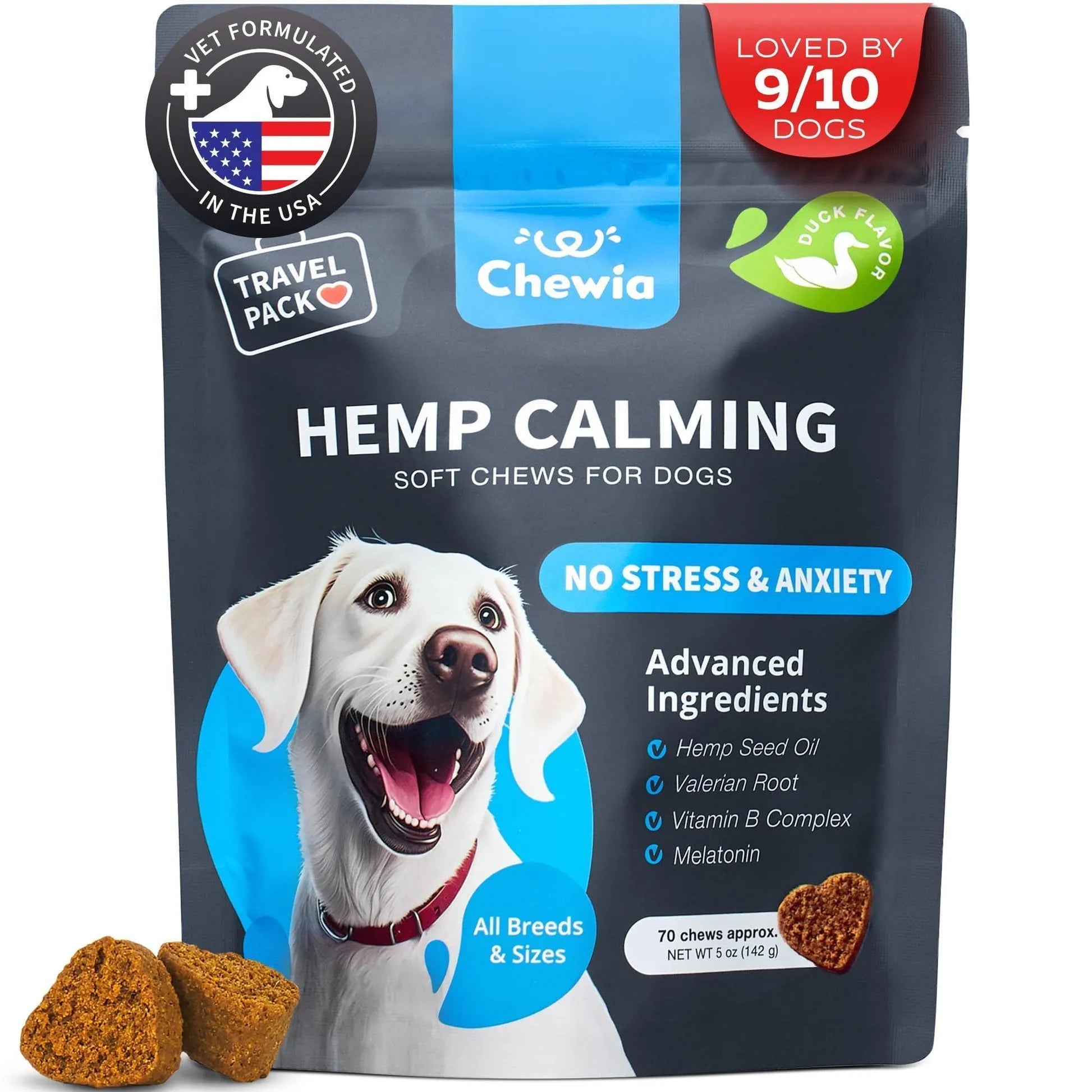 Hemp Calming Chews for Dogs Anxiety Dog Calming Treats with Melatonin