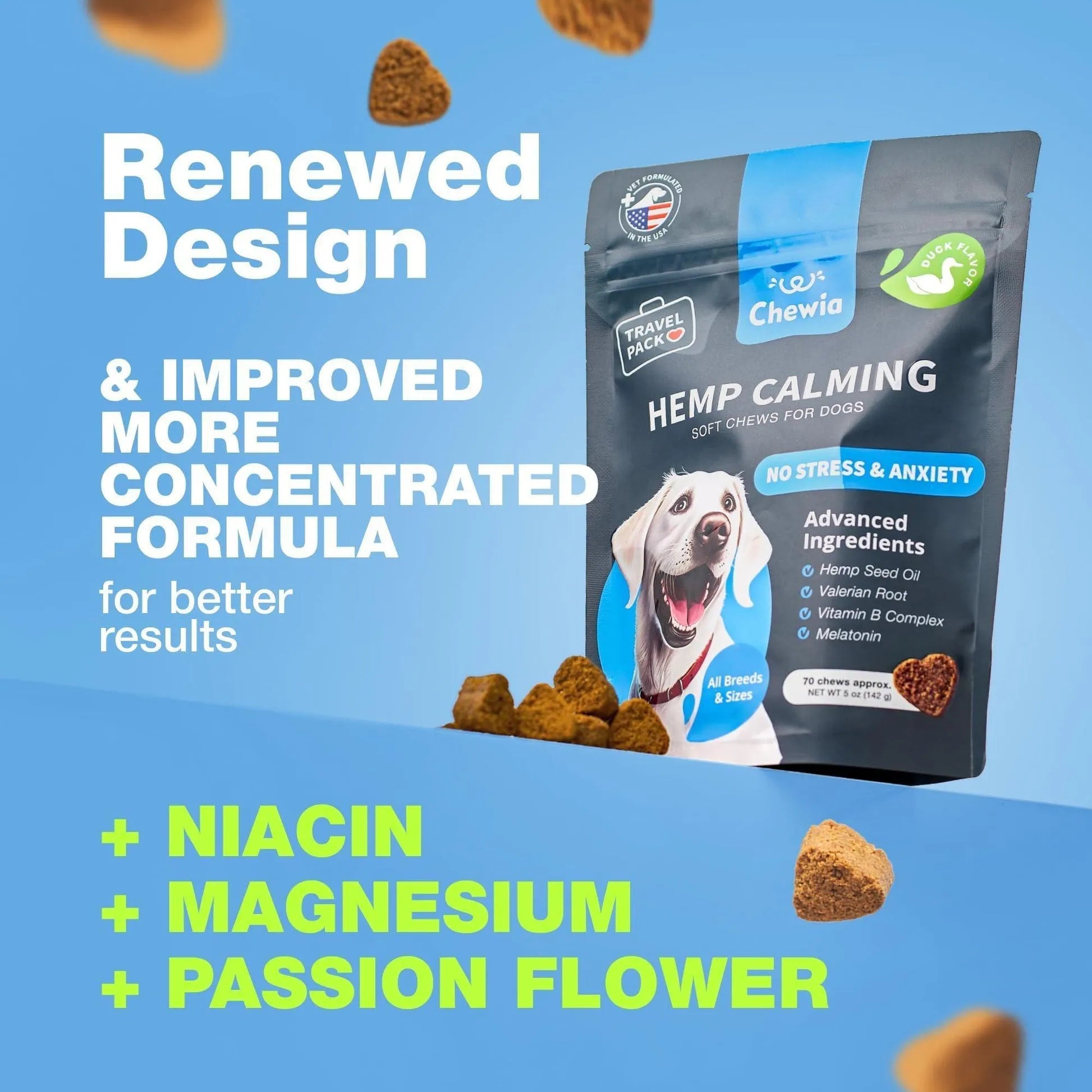 Hemp Calming Chews for Dogs Anxiety Dog Calming Treats with Melatonin