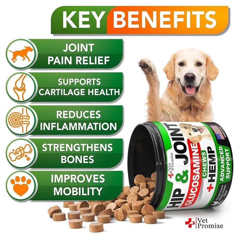 Hemp Hip and Joint Support Supplement for Dogs Glucosamine for Dogs Dog