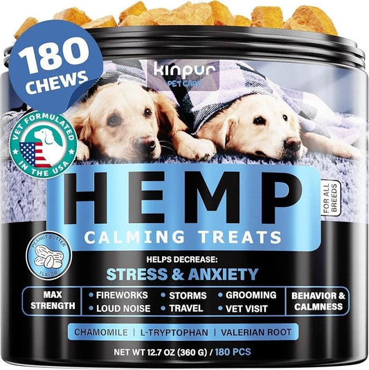 Kinpur Pet Care Calming Chews for Dogs with Hemp Oil Aid During Thunderstorms
