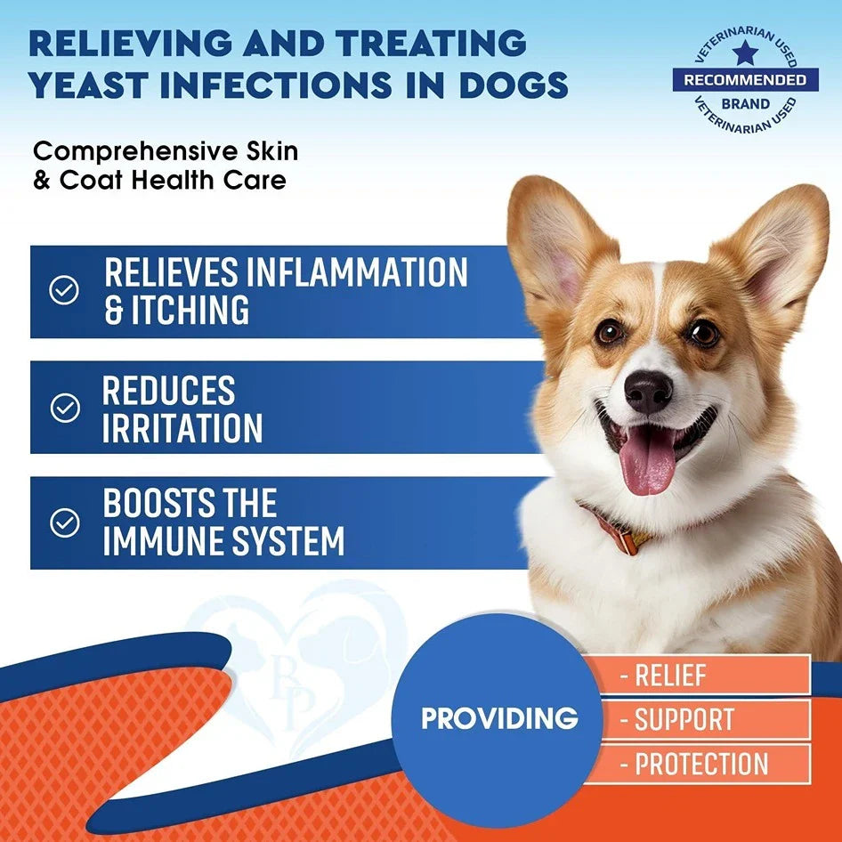 Natural Dog Yeast Infection Anti Itch Treatment Itchy Ears Skin & Allergy