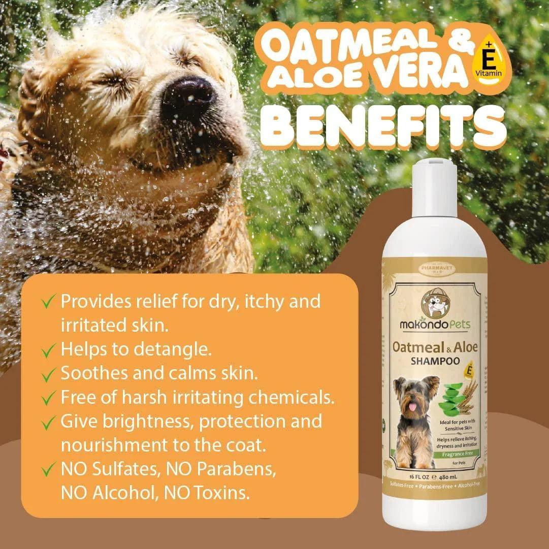 Oatmeal Shampoo for Dogs with Aloe Vera. Hypoallergenic Dog Shampoo for
