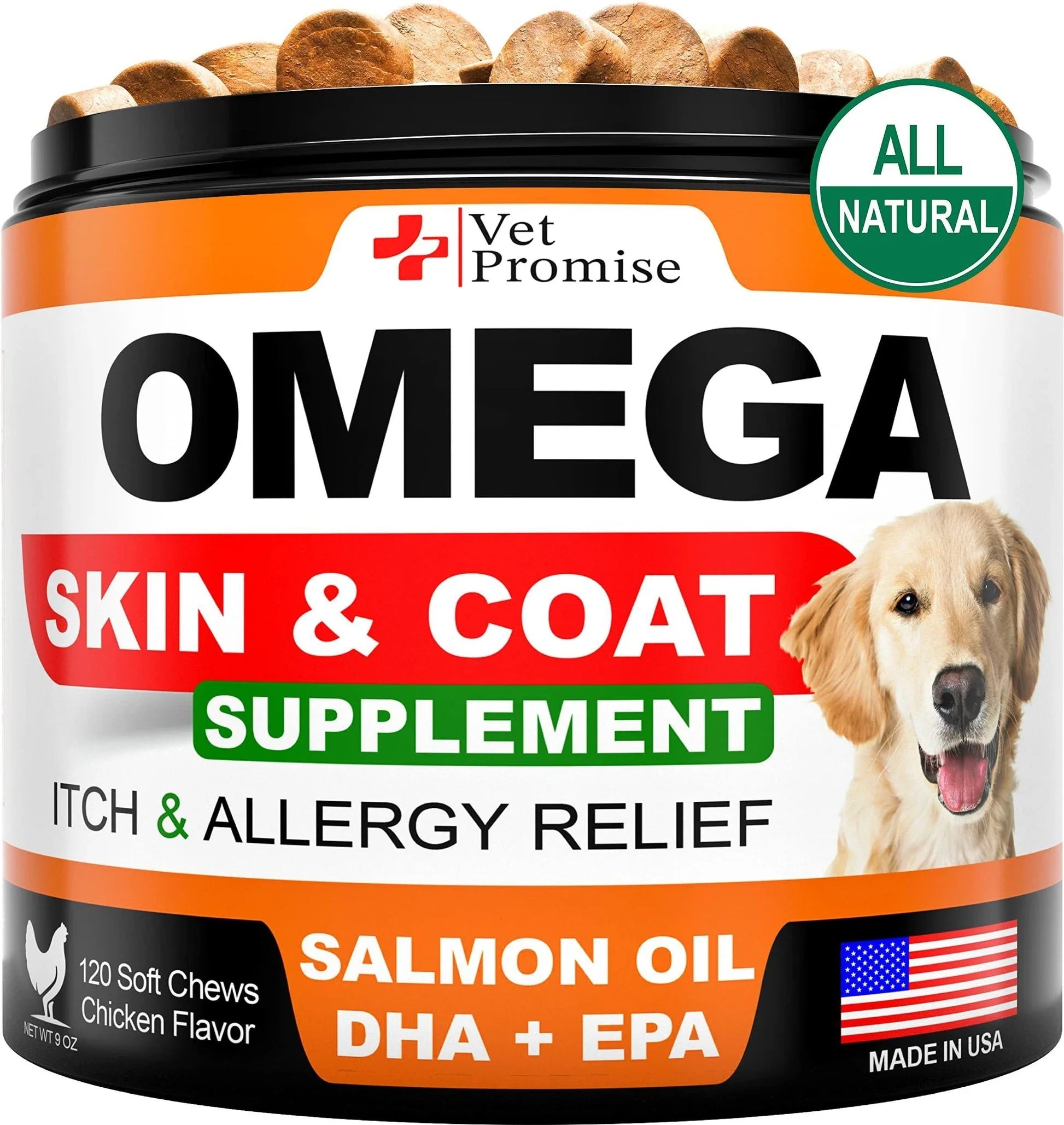 Omega 3 Treats for Dogs All Breeds and Ages Made in USA with Natural