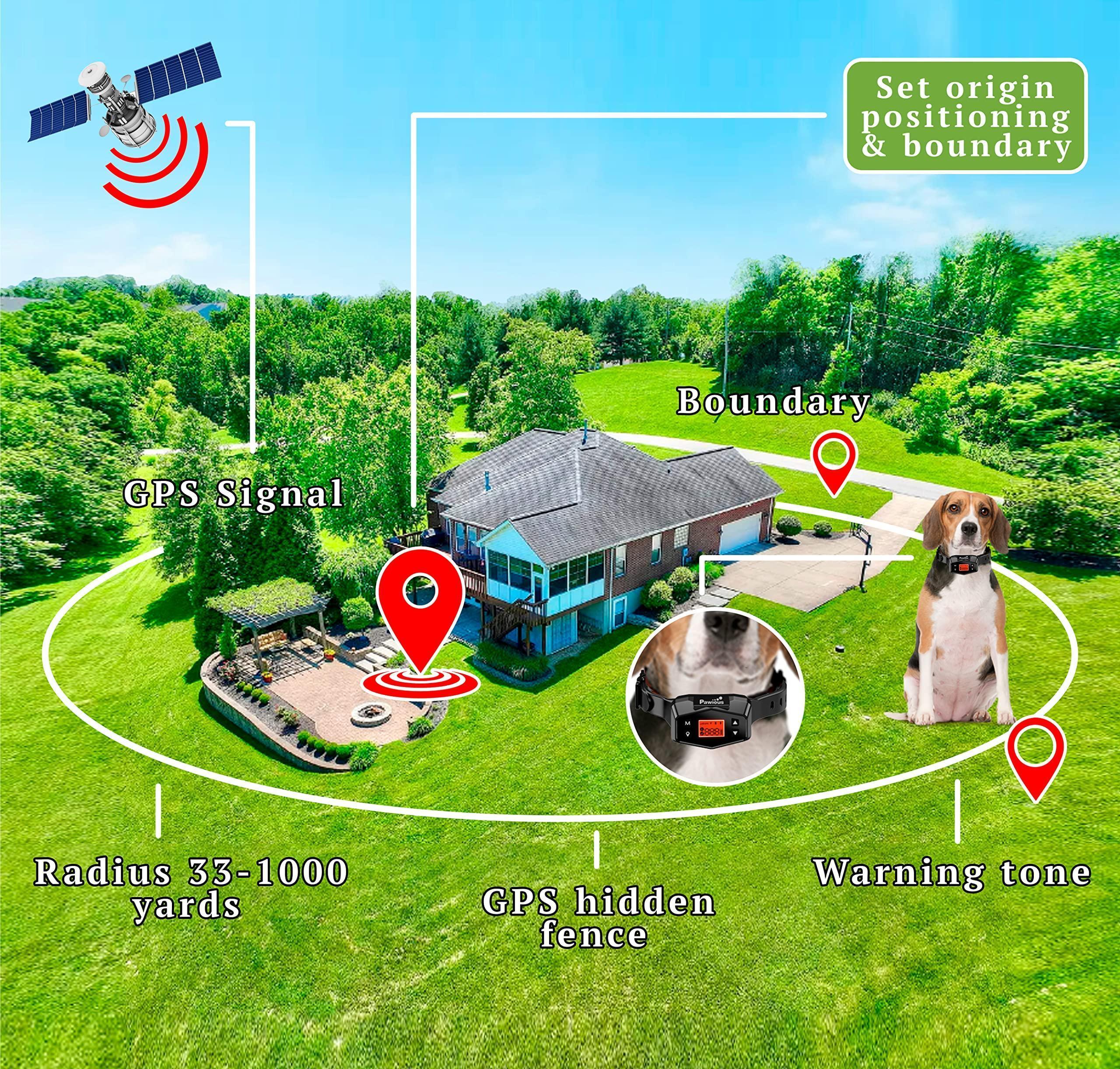 Pawious GPS Wireless Dog Fence Pet Containment System Electric Dog Fence with