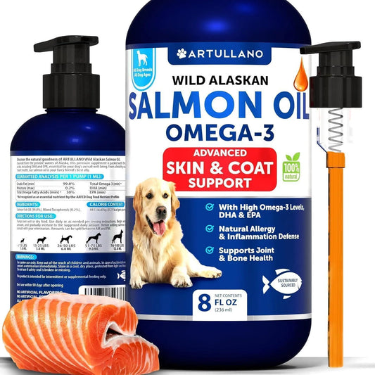 Salmon Oil for Dogs Omega 3 for Dogs 8 FL OZ Wild Alaskan Salmon Fish Oil